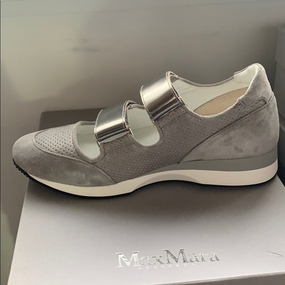 NEW MAX MARA MM34 Gray Perla Velcro Sneakers - NWT - Picture 3 of 11